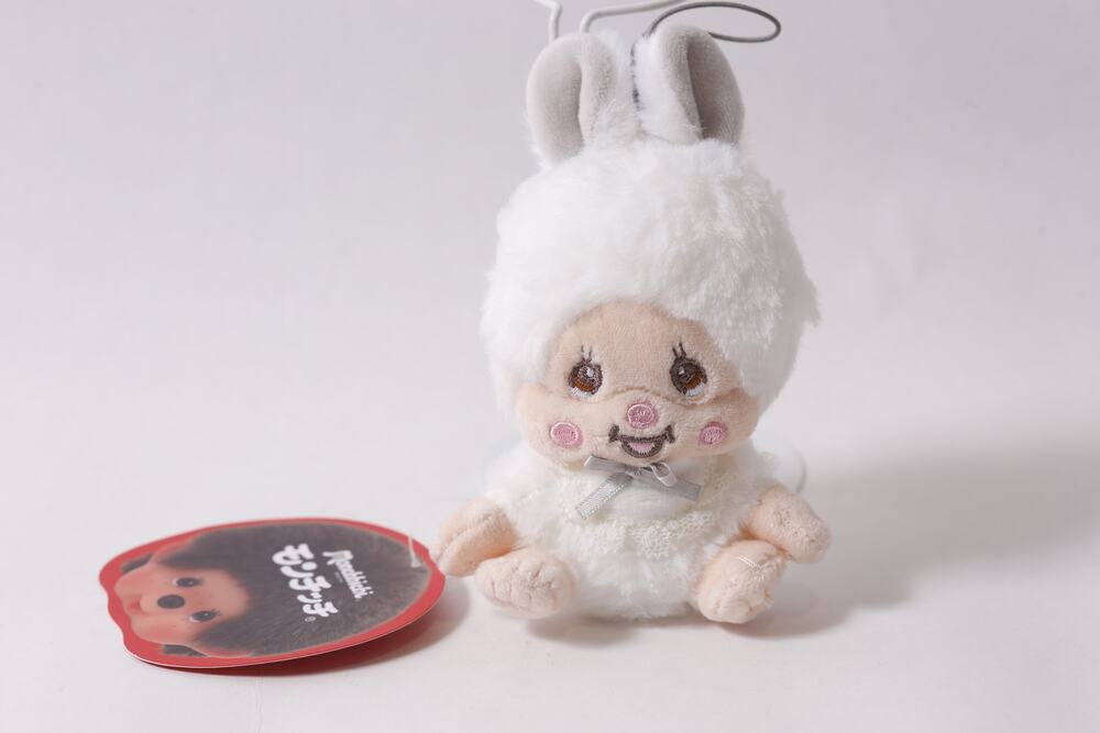 Sekiguchi Monchhichi White Bunny Plush Keychain Japan Collectible~260710-WH 1392